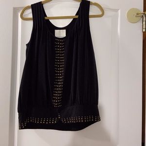 Madison Marcus silk black tank w/grommets